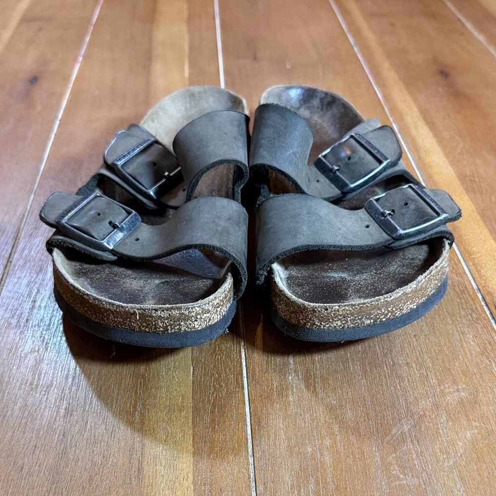 Birkenstock Women’s Size 37 Dark Brown Double Strap Sandals - Picture 3 of 7